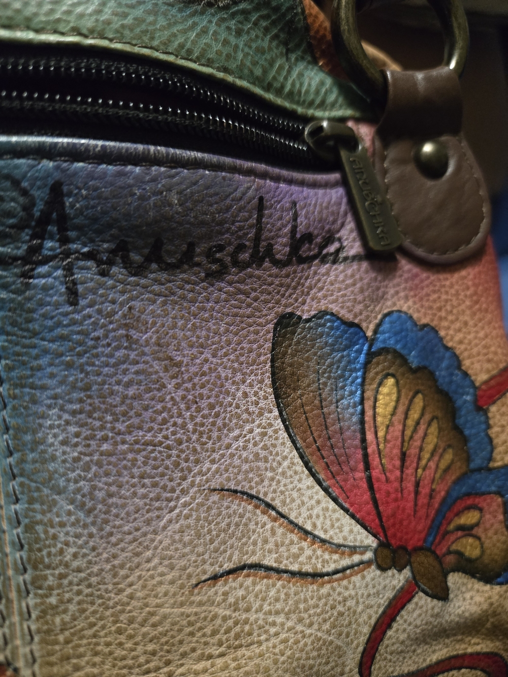 Awesome Anuschka Hand-Painted Floral Butterfly Satchel – Multicolor. GUC - Picture 9 of 16